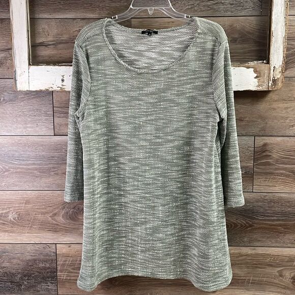 MIRROR IMAGE Womens Woven Gray White Knit Pullover 3/4 Sleeve Size Large - Picture 2 of 8